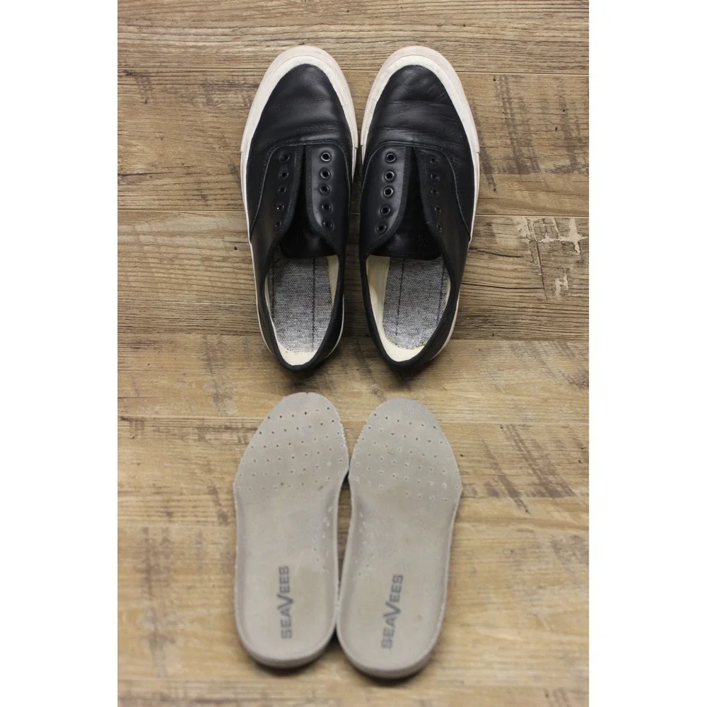 SeaVees Legend Wintertide Women's Black Leather Lace Up Sneakers Size 9.5‎